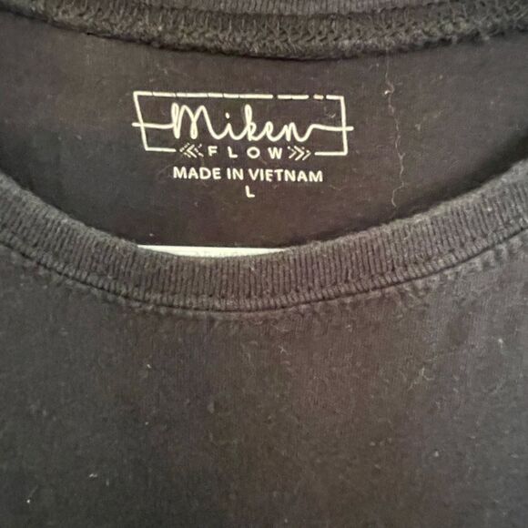 Miken Flow Womens Black Warrior Crop Top Muscle Tee Size Large Activewear Fitnes - Picture 3 of 3